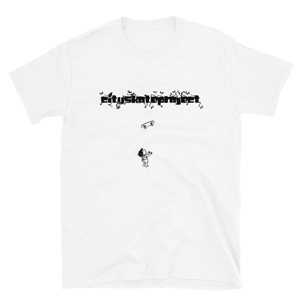 City Skate Project Trees Giving T-Shirt Skateboarding (Black and White Print)