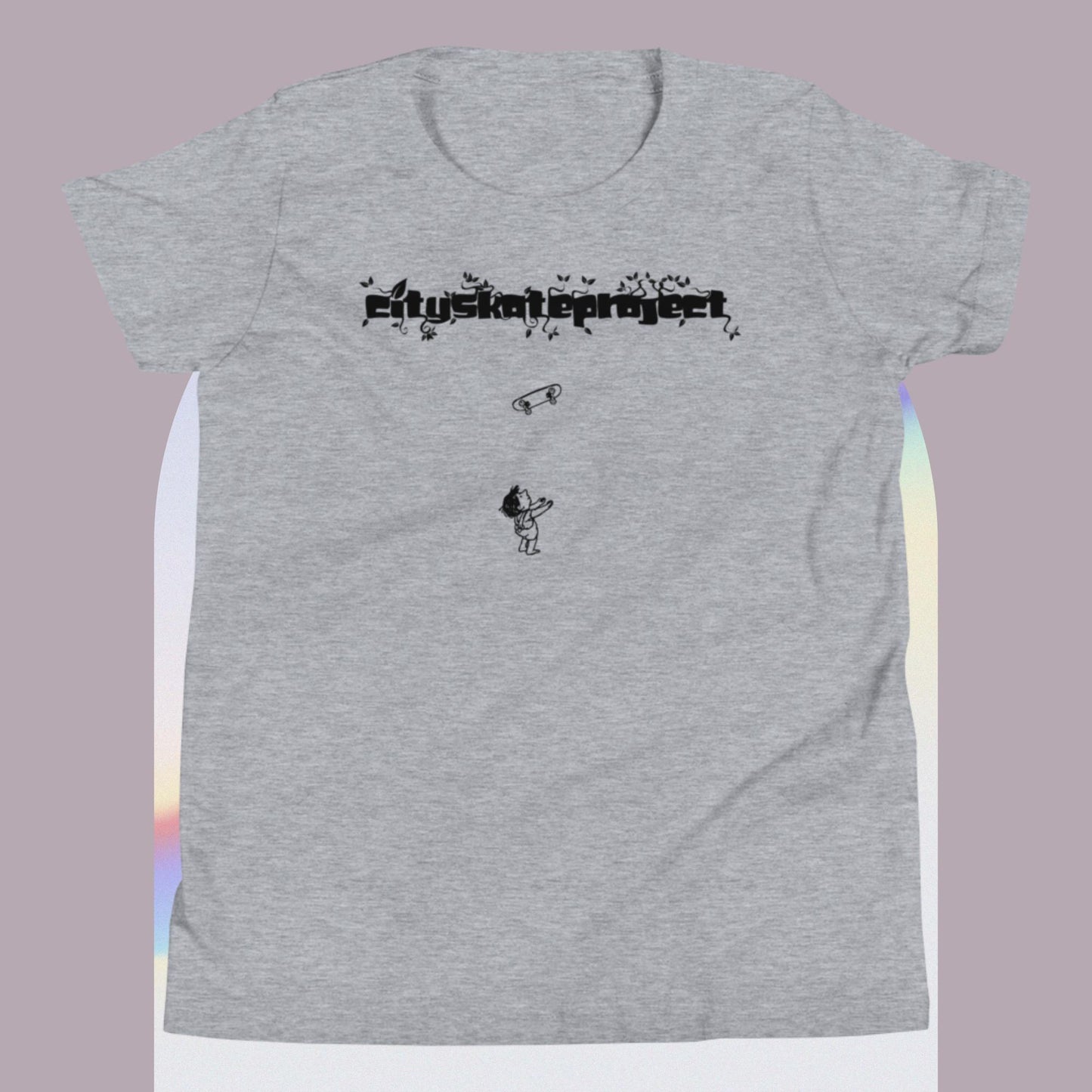 City Skate Project Trees Giving Youth T-Shirt Skateboarding (Black and White Print)