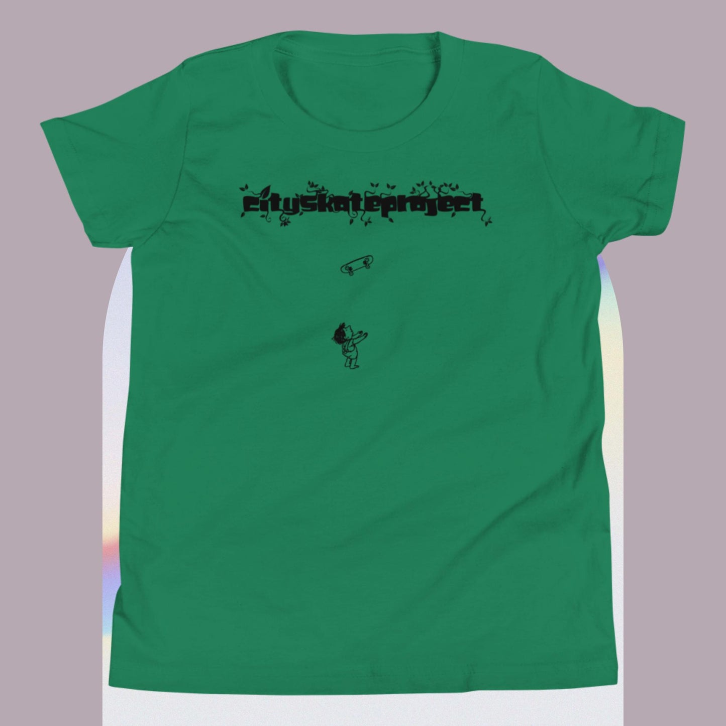 City Skate Project Trees Giving Youth T-Shirt Skateboarding (Black and White Print)