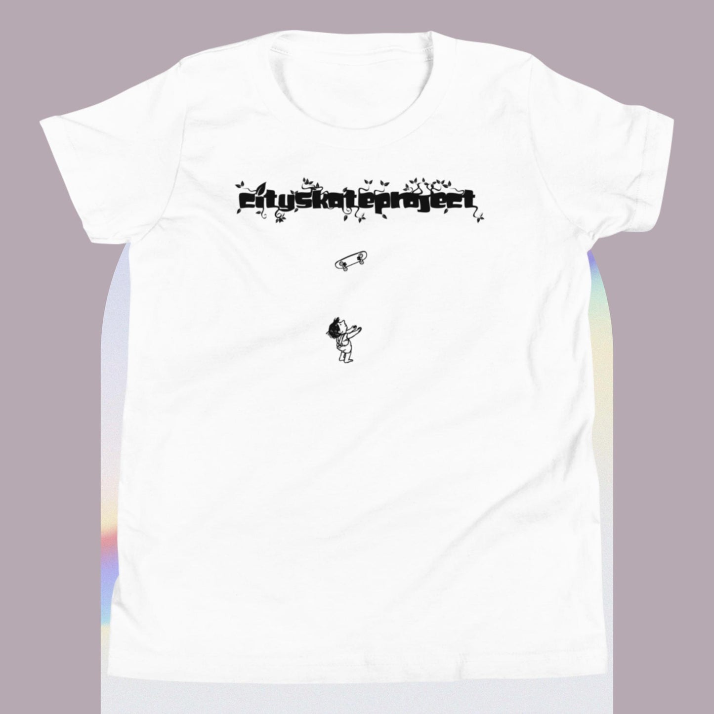 City Skate Project Trees Giving Youth T-Shirt Skateboarding (Black and White Print)