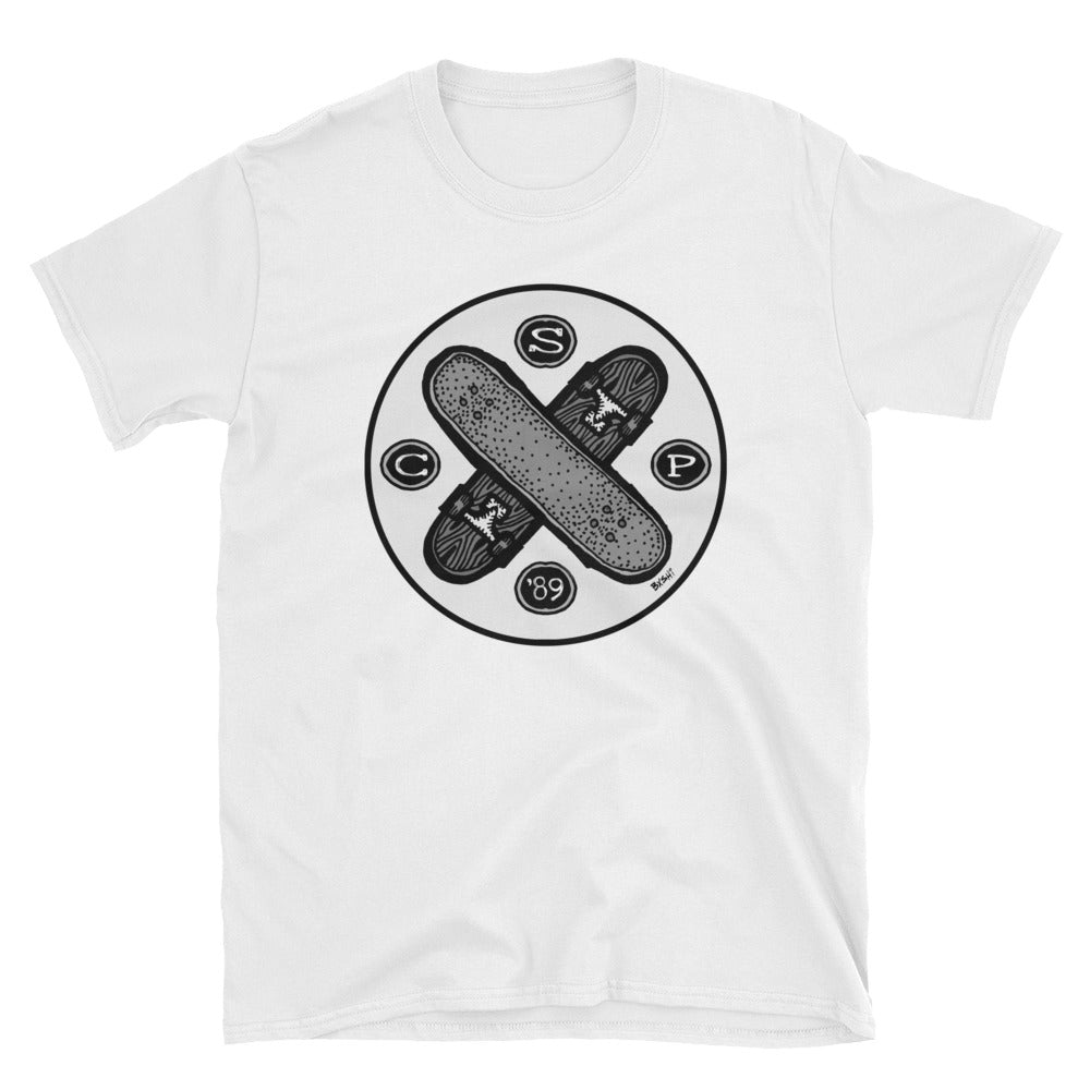 City Skate Project x BxShi skateboard cross one color circle logo Skateboarding T-Shirt