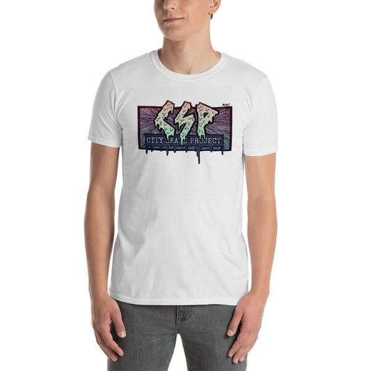 City Skate Project x BxShi CSP full color rectangle logo Skateboarding T-Shirt